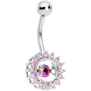 body candy pink round 14G silver belly summer vacation travel ring